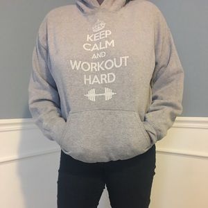 Keep Calm & Workout Hard - gray sweatshirt